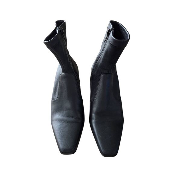 Paige Boots Annika Kitten Heel Size 6 Black Leather Pull On Sock Booties - Picture 4 of 7